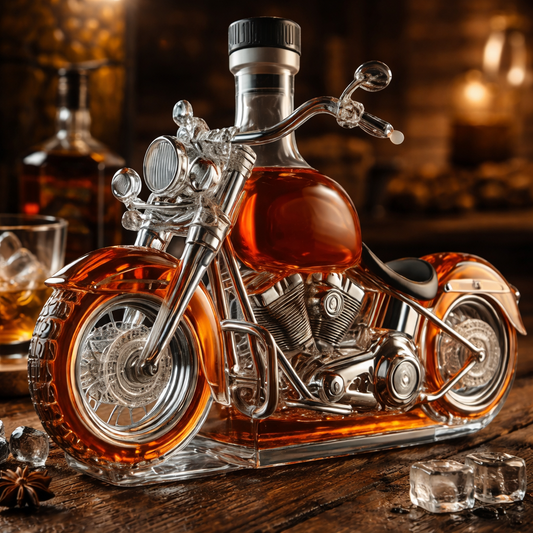 Whiskey Decanter Motorcycle Glass Vintage Bar Display