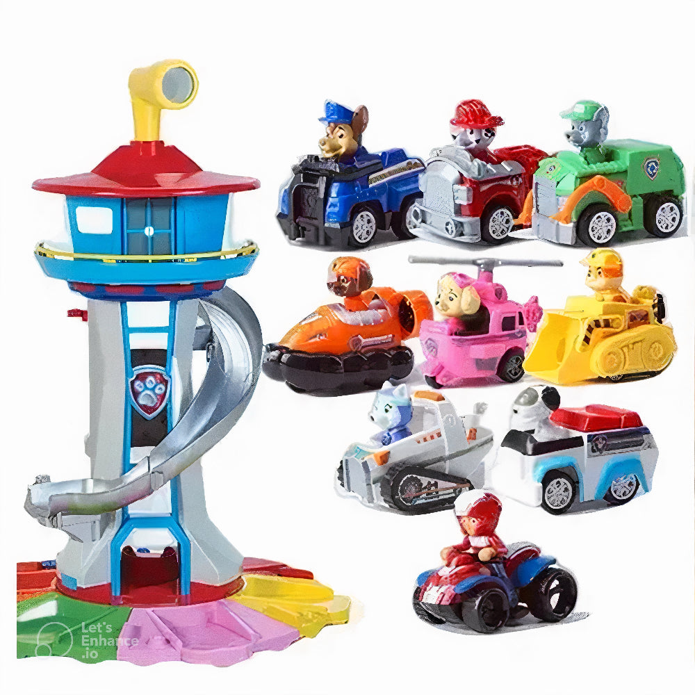 Toy Car Track Playset Multi Level Slide Tower Racing Set