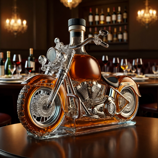 Whiskey Decanter Motorcycle Glass Vintage Bar Display