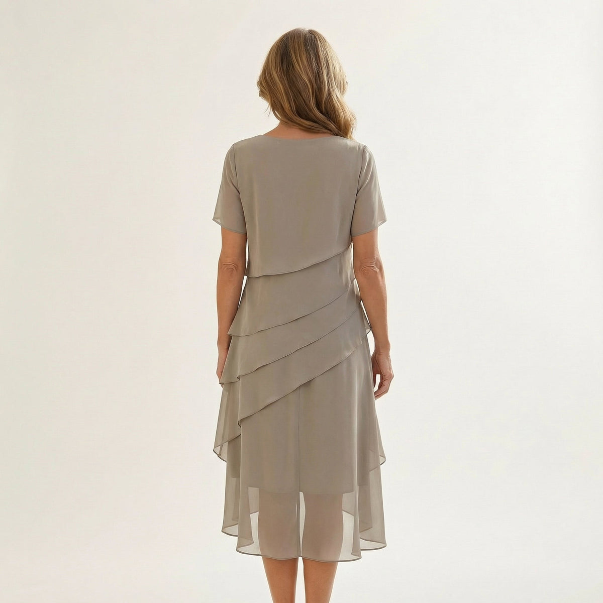 Angela | Tiered Chiffon Midi Dress