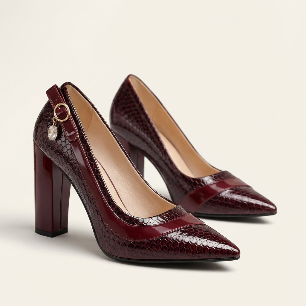 Argelia | Croc-Embossed Block Heel Pump